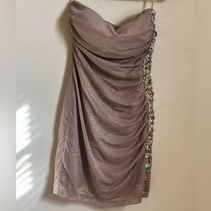 Strapless Sequined Glitter Dress